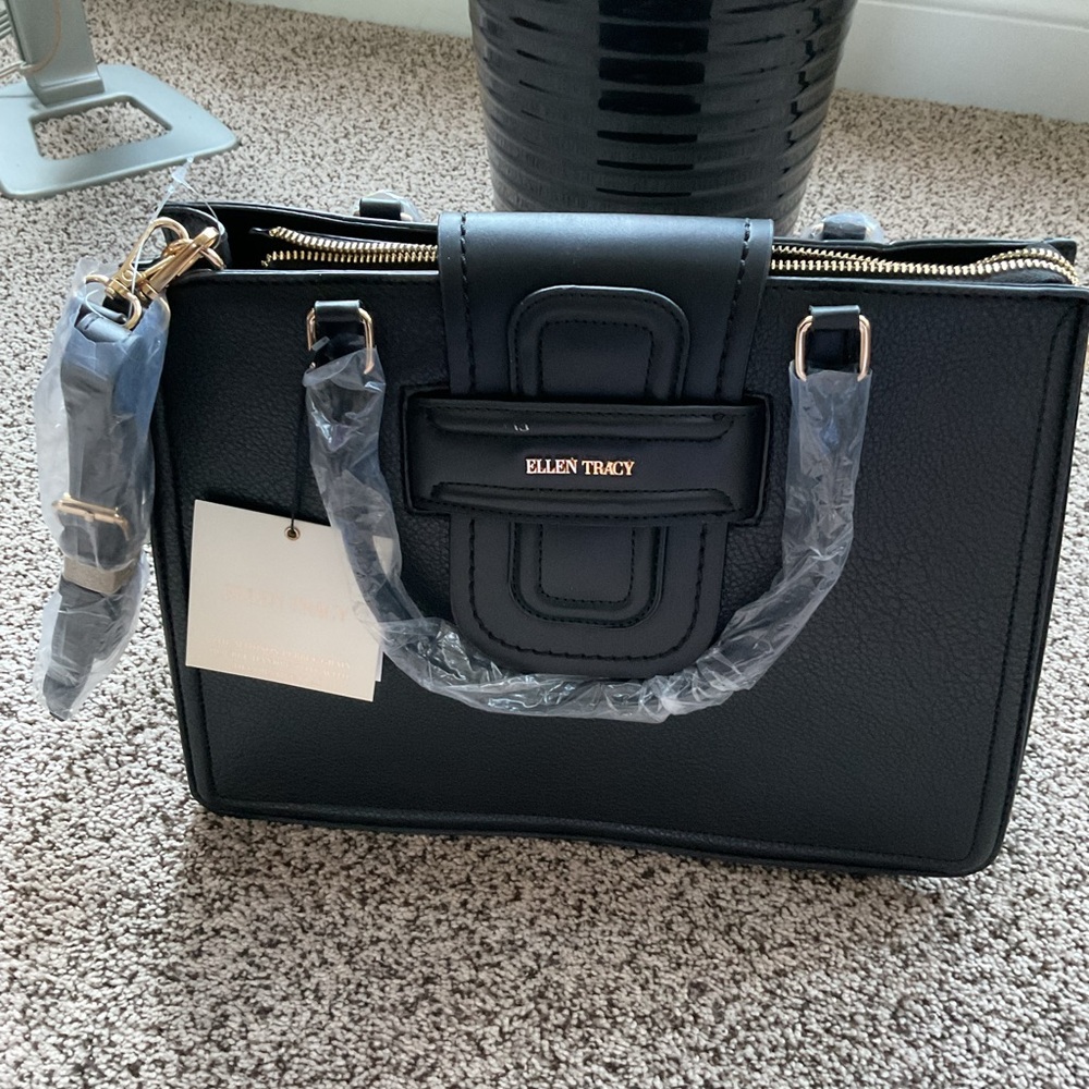 Ellen Tracy Pebble Grain Leather Handbag